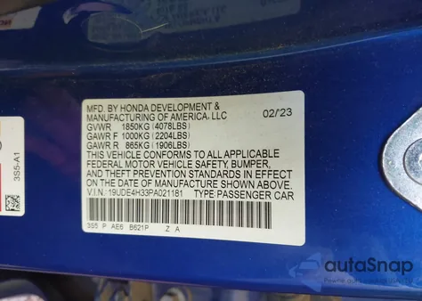 2023 Acura Integra A-Spec from USA, damaged, VIN 19UDE4H33PA021181